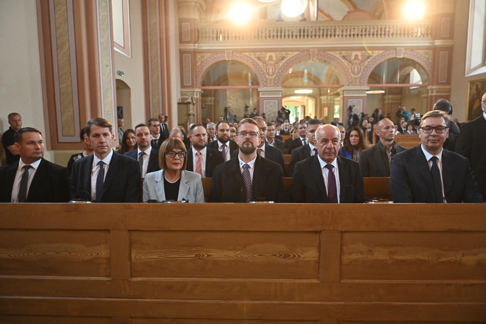 Serbian and Hungarian officials at the consecration of Church of  Our Lady of the Snows in Žabalj